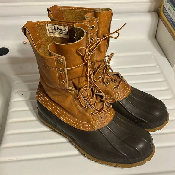 Mens L.L Bean Duck Boots Sz 9m Bean Boots By LL Bean Mens Leather Waterproof Duck Boot Size  main image 4